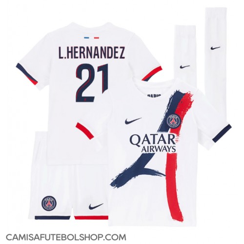 Camisa de time de futebol Paris Saint-Germain Lucas Hernandez #21 Replicas 2º Equipamento Infantil 2024-25 Manga Curta (+ Calças curtas)